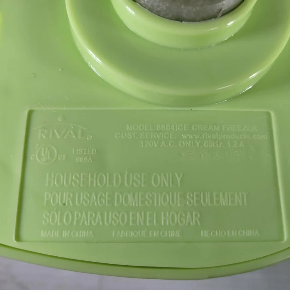 Rival 8804 4 Quart Ice Cream Maker Replacement Churn Motor Green Lime